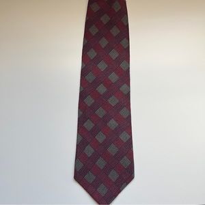 Vintage Alfani Red pink purple Gray Geometric Silk Tie formal office abstract